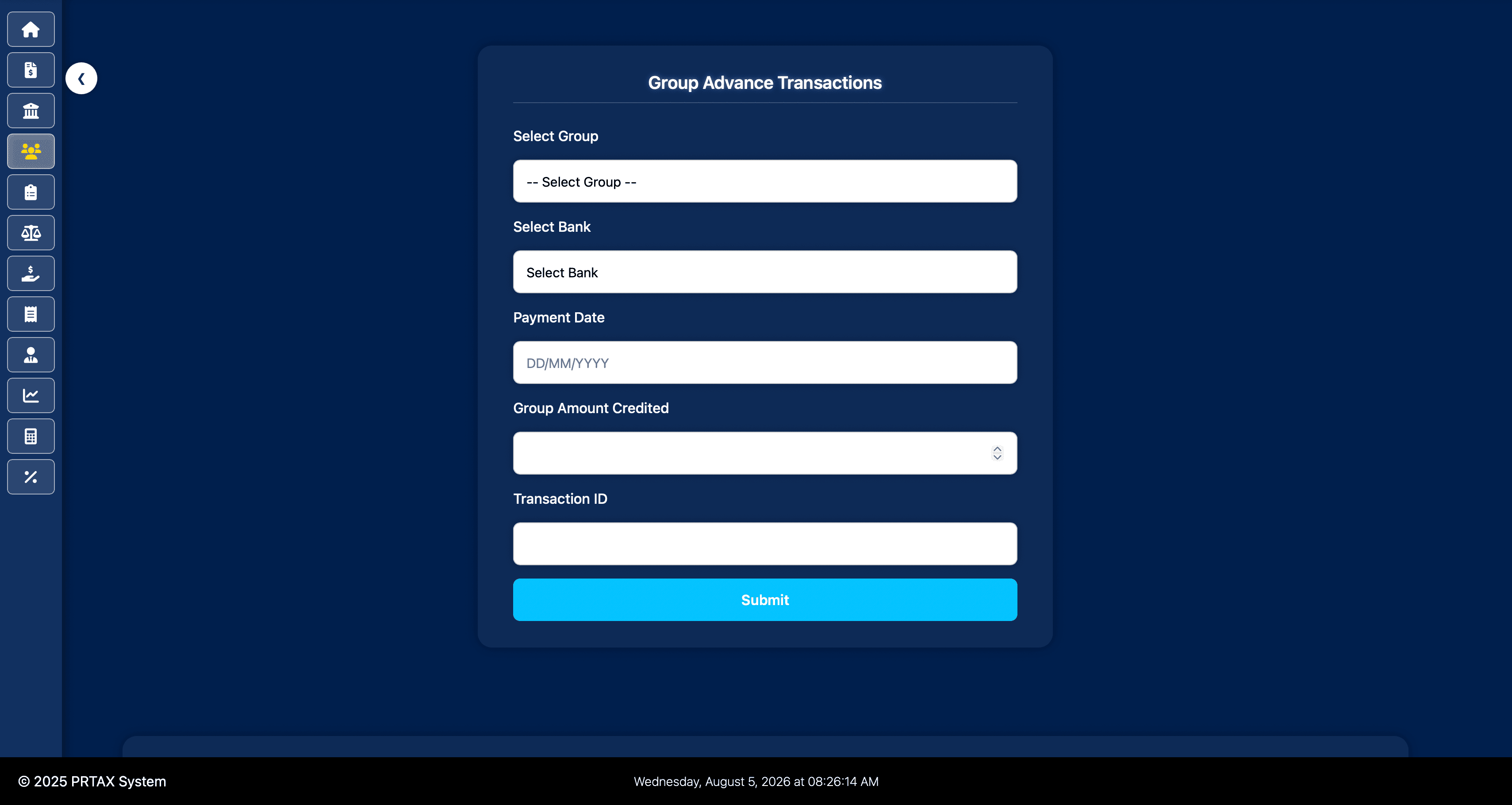 Record group advances in Property Tax Management System