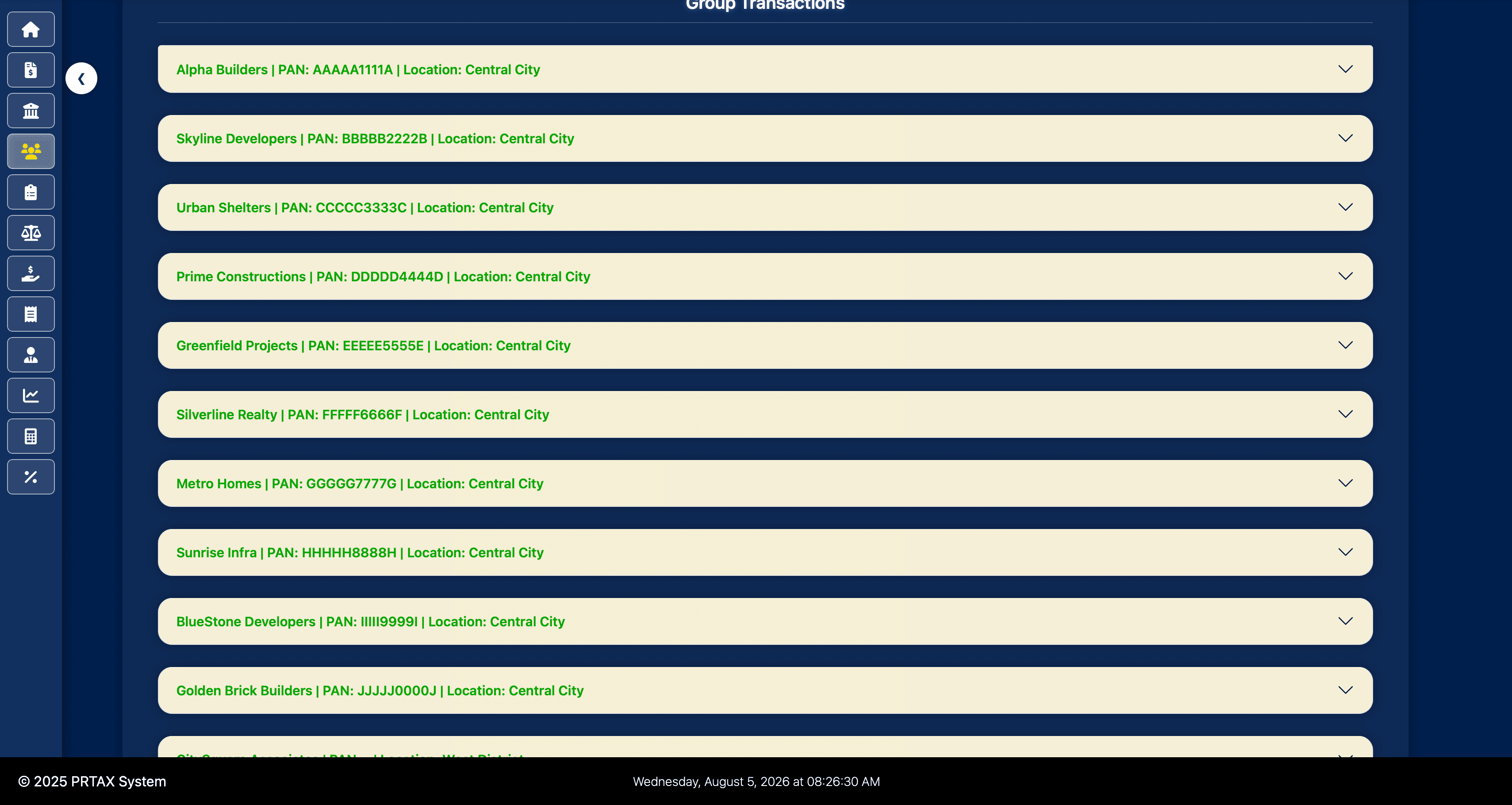 Builder and group directory in Property Tax Management System