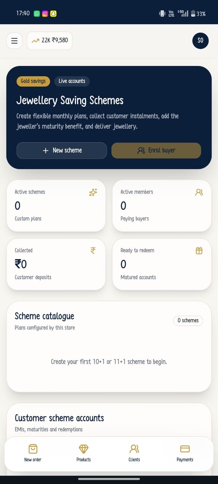 Savings schemes in the mobile-first Gold CRM application